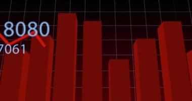 Sayıları değişen dijital arayüzün animasyonu, finansal veri işleme ve istatistik kaydı. Küresel işletme finans ekonomisi kavramı dijital olarak oluşturulmuş görüntü.