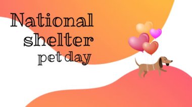 Ulusal Barınak Evcil Hayvan Günü 'nün animasyonu balonlu köpek ikonu üzerine yazılmış. Ulusal Sığınma Günü ve dijital olarak üretilen video konsepti.