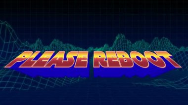 Lütfen metni metaevren arkaplan üzerinde kırmızı ve mavi harflerle yeniden başlatın. Video oyunu, metaevren ve iletişim konsepti dijital olarak oluşturuldu.