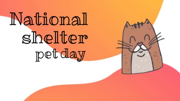 Animação Abrigos Nacionais Pet Day Text Cat Icon Abrigo Nacional — Vídeo de Stock
