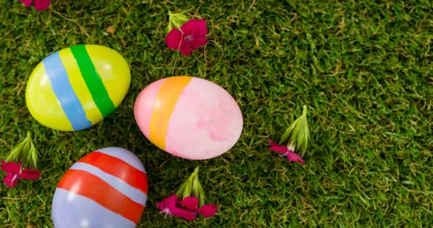 Animace Barevných Velikonočních Vajec Trávě Velikonoční Neděle Koncepce Oslav Digitálně — Stock video