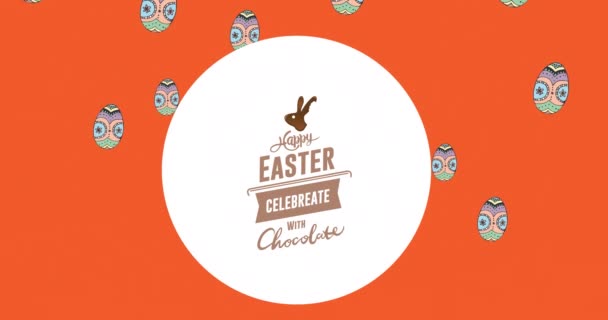 Animation Happy Easter Text Easter Eggs Red Background Easter Sunday — Stock Video
