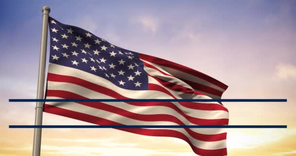 Animacja Dnia Sił Zbrojnych Tekst Nad Flagą Usa Nieba Dzień — Wideo stockowe