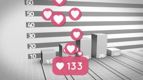 Animace Ikon Srdce Diagramu Bílém Pozadí Sociální Média Koncepce Komunikačního — Stock video