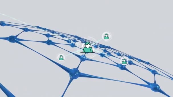 Animação Rede Conexões Com Ícones Formas Fundo Branco Conceito Interface — Vídeo de Stock