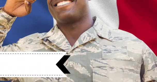 Animación Del Texto Del Día Las Fuerzas Armadas Soldado Afroamericano — Vídeos de Stock