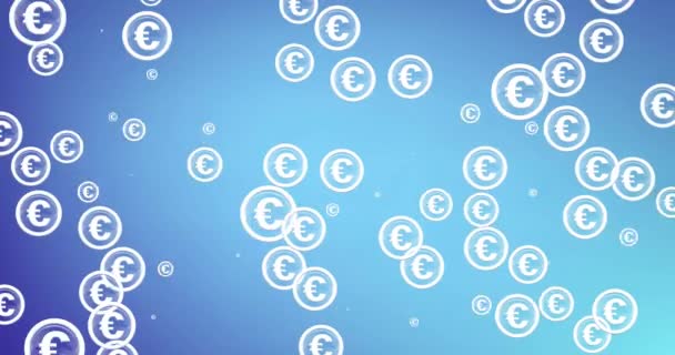 ユーロの通貨記号のアニメーションは青の背景に脈動します 税金の日と財務の概念をデジタルで生成した — ストック動画
