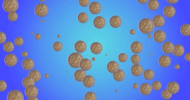 Animación Monedas Oro Pulsando Sobre Fondo Azul Día Impuestos Finanzas — Vídeos de Stock