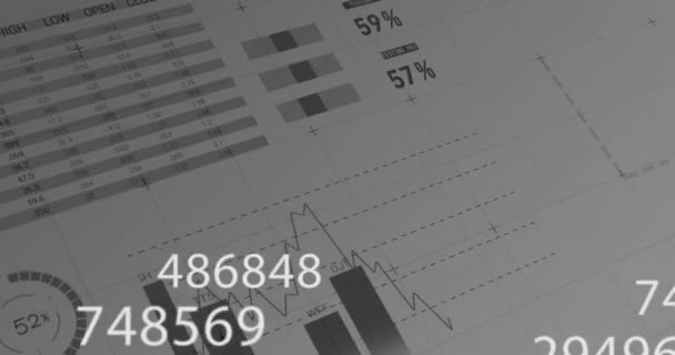 Animacja Interfejsu Cyfrowego Zmieniającymi Się Numerami Przetwarzaniem Danych Finansowych Rejestrowaniem — Wideo stockowe