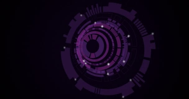 Анимация Движущихся Кругов Светлыми Пятнами Черном Фоне Цифровой Интерфейс Технологическая — стоковое видео