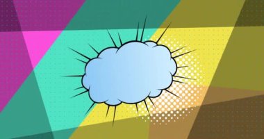 Renkli hareketli arka planda konuşma baloncuğunun canlandırması. Uluslararası kahkaha günü ve dijital olarak üretilen video konsepti.