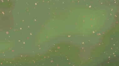 Yeşil arka planda altın konfetilerinin canlandırılması. kutlama ve dijital arayüz konsepti dijital olarak oluşturulmuş video.