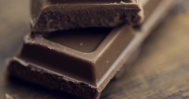 Animazione Primo Piano Cioccolato Sfondo Legno Concetto Cibo Bevande Video — Video Stock