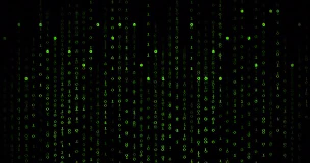 Animation Green Binary Coding Data Processing Black Background Technology Computing — Stock Video