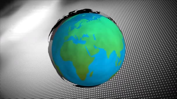 Цифровая Анимация Иконки Земного Шара Вращающейся Вокруг Рисунка Точек Текстурированного — стоковое видео