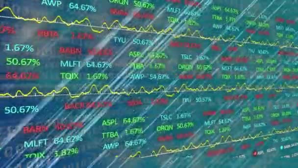 Animatie Van Aandelenmarkt Blauwe Achtergrond Mondiale Financiën Digitale Interface Technologieconcept — Stockvideo