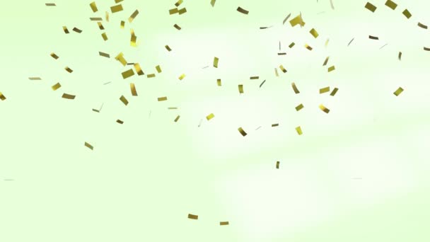Animacja Złotego Konfetti Zielonym Tle Świętowanie Koncepcja Cyfrowego Interfejsu Wideo — Wideo stockowe