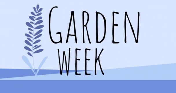 青い背景に花のアイコンと庭の週のテキストのアニメーション 国立公園の週とお祝いのコンセプトデジタル生成されたビデオ — ストック動画