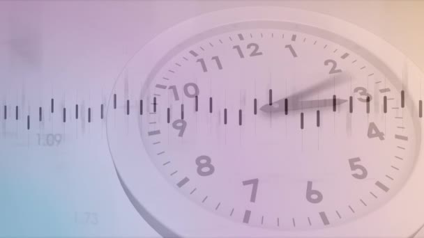 Animación Del Procesamiento Datos Través Del Reloj Movimiento Negocios Globales — Vídeo de stock