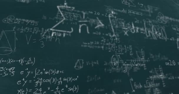 Matematik Metninin Yeşil Arkaplandaki Matematiksel Denklemler Üzerinden Canlandırılması Eğitim Öğrenme — Stok video