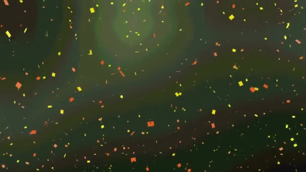 Анімація Барвистих Конфетті Зеленому Тлі Святкування Концепція Цифрового Інтерфейсу Цифрове — стокове відео
