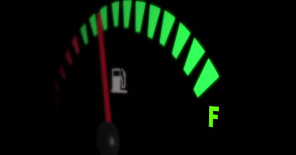 Animazione Del Misuratore Carburante Movimento Sfondo Nero Concetto Consumo Auto — Video Stock