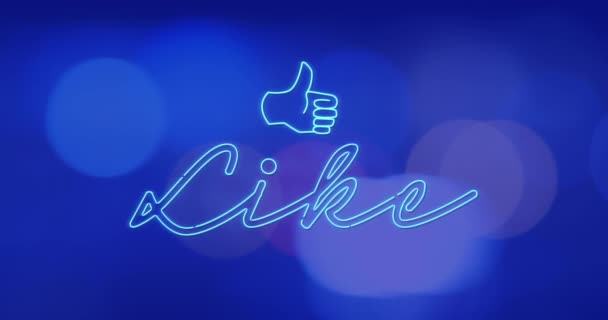 Animation Text Light Spots Blue Background Social Media Communication Interface — Stock Video