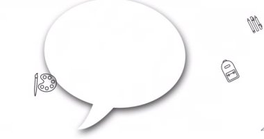 Beyaz arka planda okul eşyaları simgeleri üzerine mutlu öğretmenler günü animasyonu. eğitim ve öğrenme kavramı dijital olarak oluşturulmuş video.