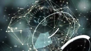 Siyah arkaplan üzerinde dönen dünya ve bağlantılar ağına karşı 5g metin. küresel ağ ve teknoloji kavramı