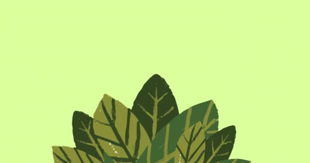 绿叶在绿色背景上的动画 国家公共花园周和数字制作的视频庆祝概念 — 图库视频影像