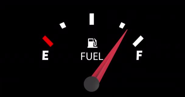 Animation Fuel Gauge Moving Black Background Car Travel Transport Fuel — Stock Video