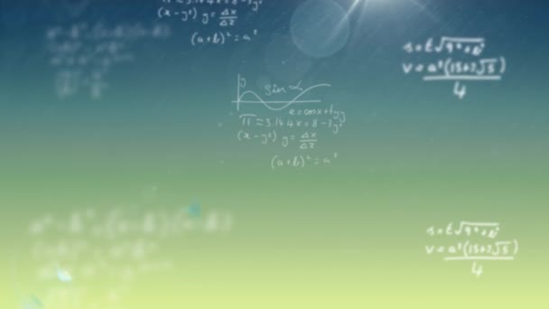 Animering Matematiska Ekvationer Över Grön Bakgrund Matematiska Ekvationer Teknik Och — Stockvideo