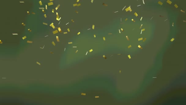 Animación Confeti Dorado Sobre Fondo Verde Celebración Interfaz Digital Concepto — Vídeo de stock