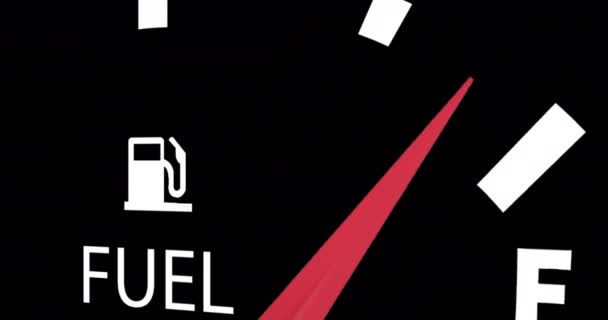 Анімація Крупним Планом Манометра Рухається Чорному Тлі Концепція Споживання Автомобілів — стокове відео