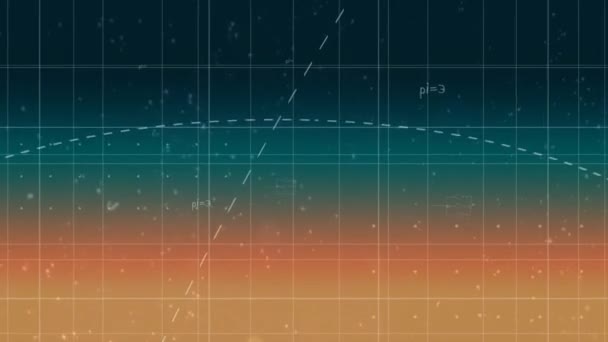 青とオレンジの背景に数学方程式のアニメーション 数学方程式技術デジタルインターフェースの概念デジタルで生成されたビデオ — ストック動画