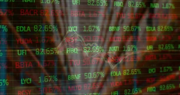 Animatie Van Verwerking Van Financiële Gegevens Aandelenmarkt Leeg Magazijn Global — Stockvideo