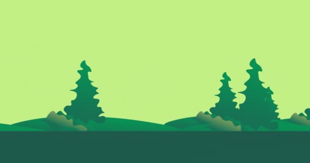 緑の背景に木々と風景のアニメーション 国立公園の週とお祝いのコンセプトデジタル生成されたビデオ — ストック動画
