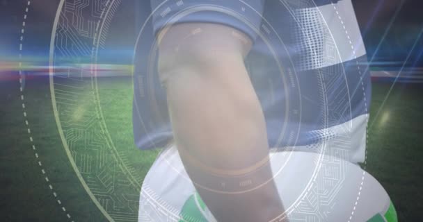 아프리카 미국인 선수를 스캔하는 애니메이션 경기장에서 가지고 스포츠 미디어 디지털 — 비디오