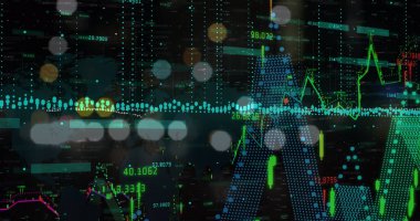 Finansal veri işleme görüntüsü Odak şehir yol ışıkları dışında. küresel iş ve finans kavramı dijital olarak oluşturulmuş görüntü.
