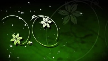 Yeşil arka planda yıldızların ve çiçeklerin canlandırılması. Ulusal Bahçe Haftası ve kutlama konsepti dijital olarak oluşturulmuş video.
