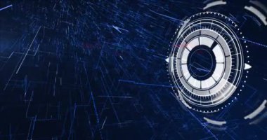 Kapsam taramasının animasyonu ve siyah arkaplanda ışık izleri. küresel iletişim teknolojisi konsepti dijital olarak oluşturulmuş video.