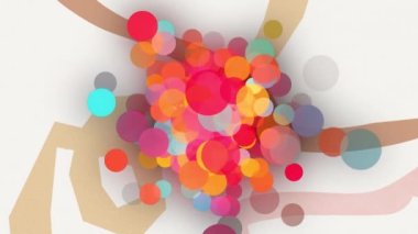 Beyaz arka plandaki renkli noktaların ve çizgilerin animasyonu. soyut arkaplan, desen, renk ve hareket konsepti dijital olarak oluşturulmuş video.