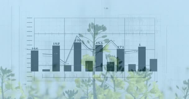 Animation Der Verarbeitung Von Finanzdaten Über Windblumen Globales Finanz Business — Stockvideo