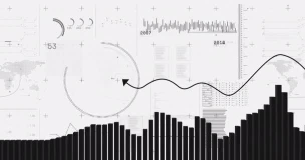 白い背景に対する統計データ処理のデジタルアニメーション 世界の金融と統計データの概念 — ストック動画