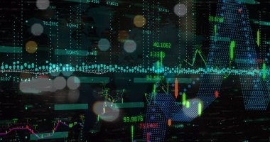 Finansal veri işleme görüntüsü Odak şehir yol ışıkları dışında. küresel iş ve finans kavramı dijital olarak oluşturulmuş görüntü.