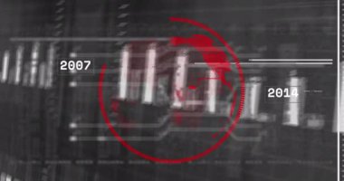 Finansal veri işleme animasyonu siyah arka planda dünya çapında. küresel finans, iş ve dijital arayüz kavramı dijital olarak oluşturulmuş video.
