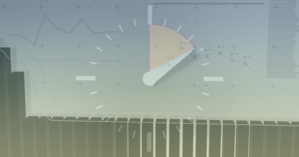 Animatie Van Verwerking Van Financiële Gegevens Bewegende Klok Mondiaal Financieel — Stockvideo