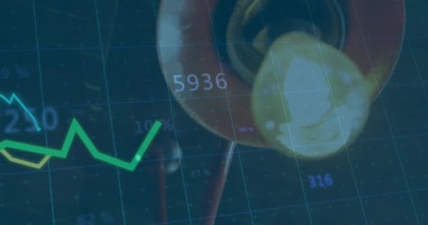 Animação Processamento Dados Financeiros Sobre Lâmpada Conceito Global Finanças Negócios — Vídeo de Stock