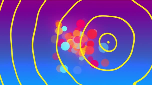 Animatie Van Kleurrijke Vlekken Cirkels Blauwe Achtergrond Abstract Achtergrond Patroon — Stockvideo