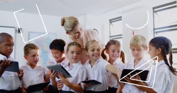 Mathe Ikonen Gegen Kaukasische Lehrerinnen Die Schülern Den Umgang Mit — Stockvideo